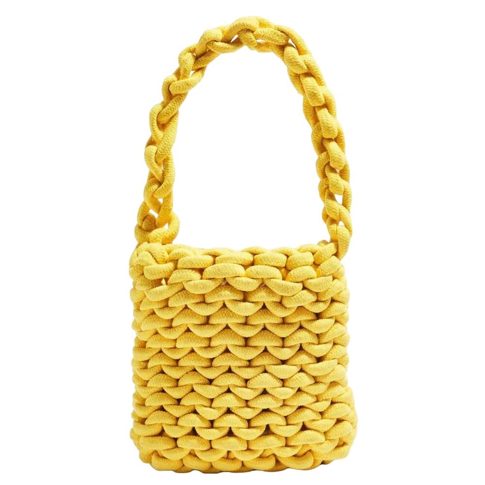 TOPSHOP Yellow Chunky Crochet Purse Woven Knitted Handbag Summer Beach NWOT